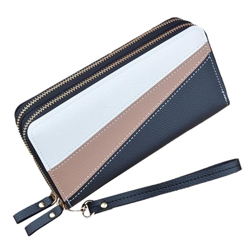 Pilipane Langwolkereinbaus Geldbörse Brieftasche PU 2 Way Reißverschluss 2 Fächer Großkapazität Farbkollision Handtasche für Frauen Erwachsene täglich Verwendung stilvoller sicherer (Schwarz) von Pilipane