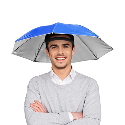 65 cm Sonnencreme Winddicht freihändig Kopfschirm-Kappe,Pilipane Regenschirm-Hut, auf dem Kopf montierter Regenschirm, Faltbarer Hut, Regenschirm für Erwachsene und Kinder von Pilipane