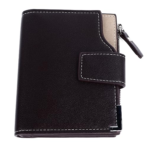 Pilipane Triufold Wallet für Männer schlanke PU -Männer Kurze Brieftaschen Kreditkarte Halter vertikaler Reißverschluss großer Kapazität Kaffee von Pilipane