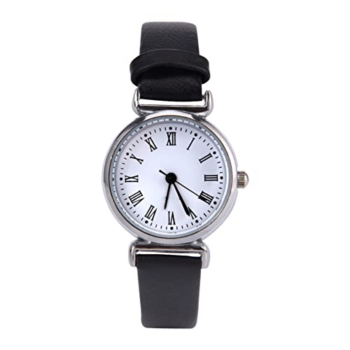 Pilipane Women's Watches,Elegant Small Quartz Wrist Watch with Synthetic Leather Band, Mini Round Dial, Stylish Design (Black Belt and White Plate) von Pilipane