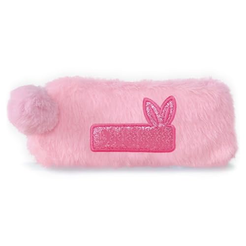 Plüsch Bleistiftkoffer Weiche Großkapazität Süßes Kaninchen -Design Mehrzweckstiftbeutel für Schüler School Stationery Polyester Plüsch Stoff (Rosa) von Pilipane