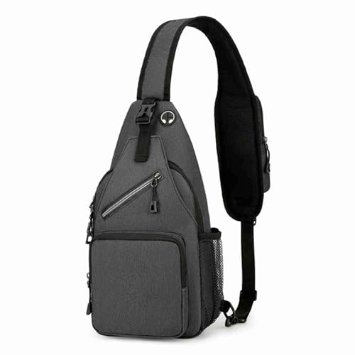 Slings Bag Crossbody Bags Fanny Packs für Männer Frauen langlebige hohe Dichte Oxford Stoff großer Kapazität Reise Wandertack mit reflektierendem Streifen Kopfhörer Loch (Darkgray) von Pilipane
