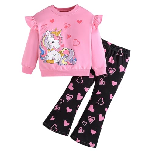 Pilipulu Bekleidungssets für Mädchen Sweatshirt+Leggings 2Pcs Kinder Mädchen Baumwolle Langarm Einhorn Outfits Set Gr.116 von Pilipulu