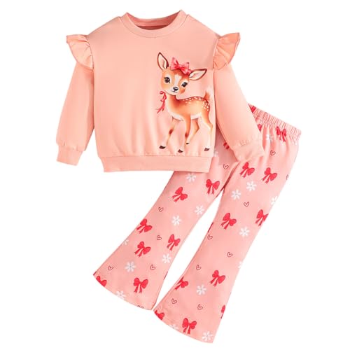 Pilipulu Bekleidungssets für Mädchen Sweatshirt+Leggings 2Pcs Kinder Mädchen Baumwolle Langarm Einhorn Outfits Set Gr.98 von Pilipulu