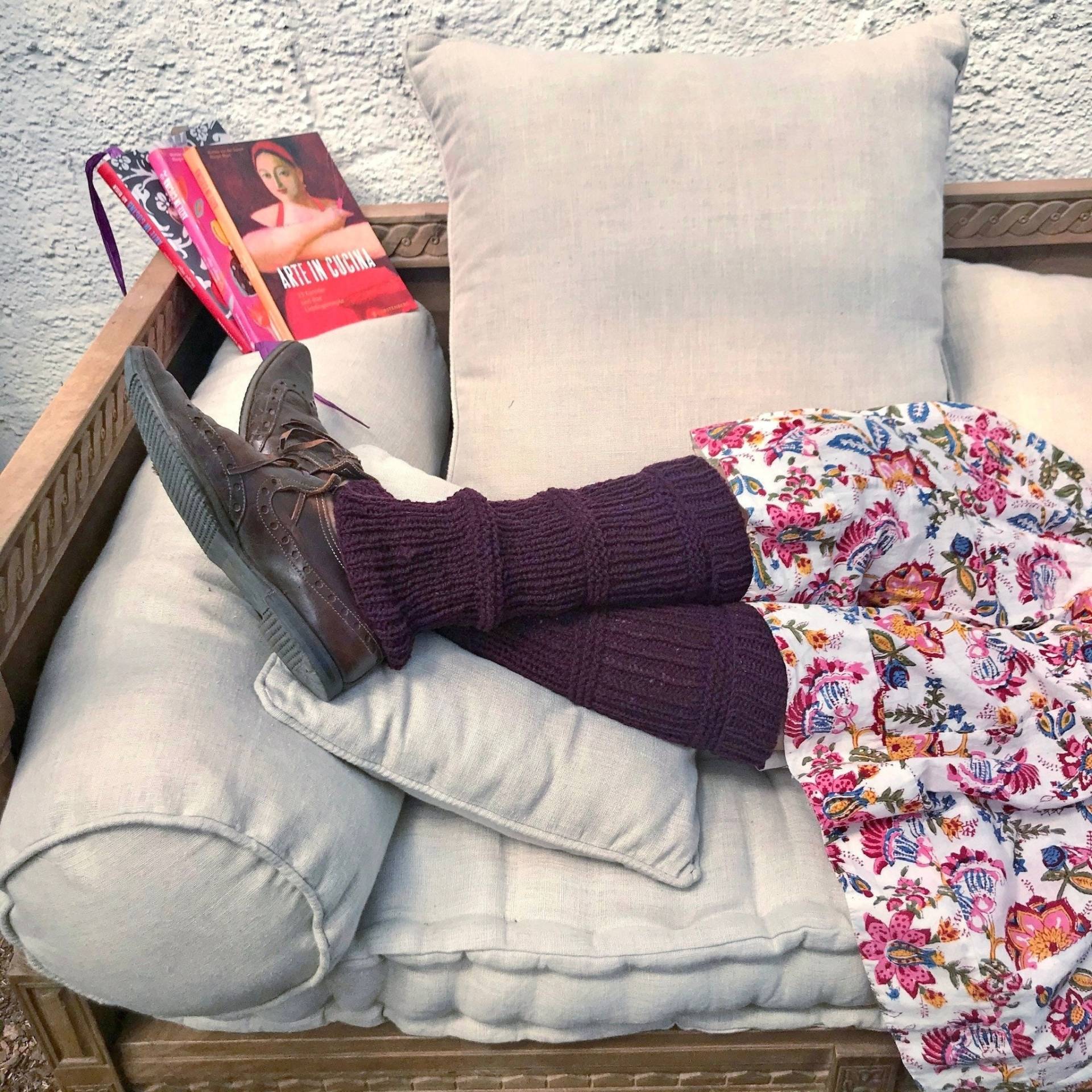 Beinstulpen Aus Wolle. Strickstulpen, Aubergine-Rot, Kniehoch, Yogasocke, Beinwärmer, Hippie-Stil, Handgestrickt, 100 % Reine Schurwolle von PillowWithPattern