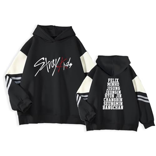 Stray Kids Kpop Hoodie Bangchan Felix Hyunjin Lee Know Sweatshirt für Damen Trendy Kpop Merch, Schwarz, L von Pilostike