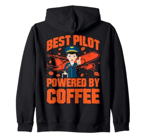 Bester Pilot, angetrieben von Coffee Funny Woman Pilot Airplane Kapuzenjacke Bester Pilot, angetrieben von Coffee Funny Woman Pilot Airplane Kapuzenjacke von Pilot Christmas Funny Airline Present