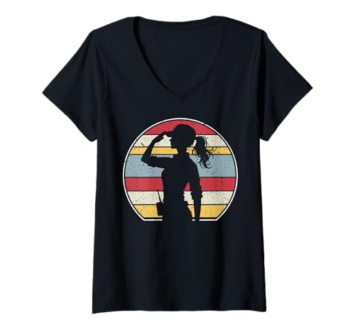 Damen Funny Woman Pilot Flugzeug T-Shirt mit V-Ausschnitt Damen Funny Woman Pilot Flugzeug T-Shirt mit V-Ausschnitt von Pilot Christmas Funny Airline Present