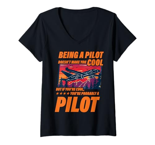 Damen Lustiges Pilotflugzeug-Zitat T-Shirt mit V-Ausschnitt Damen Lustiges Pilotflugzeug-Zitat T-Shirt mit V-Ausschnitt von Pilot Christmas Funny Airline Present