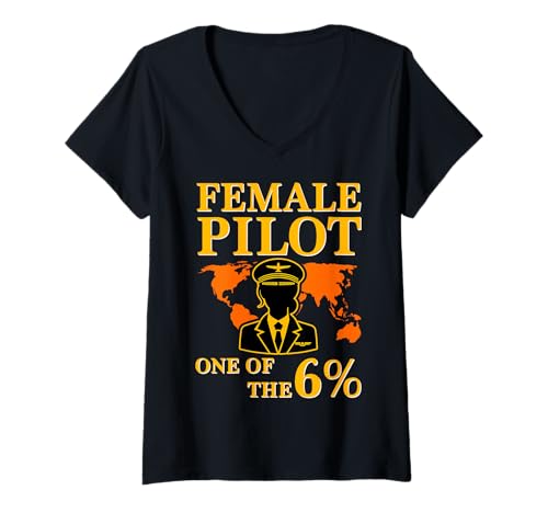 Damen Pilotin auf dem 6% Funny Woman Pilot Flugzeug T-Shirt mit V-Ausschnitt Damen Pilotin auf dem 6% Funny Woman Pilot Flugzeug T-Shirt mit V-Ausschnitt von Pilot Christmas Funny Airline Present