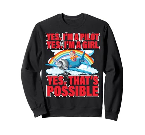 Ja ich bin Pilot Ja ich bin ein Mädchen Ja das ist möglich Sweatshirt Ja ich bin Pilot Ja ich bin ein Mädchen Ja das ist möglich Sweatshirt von Pilot Christmas Funny Airline Present