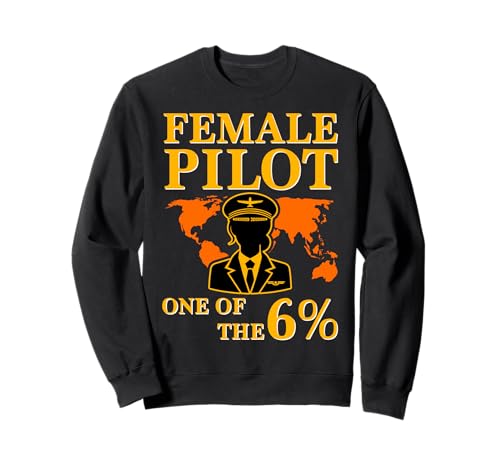 Pilotin auf dem 6% Funny Woman Pilot Flugzeug Sweatshirt von Pilot Christmas Funny Airline Present