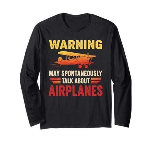 Lustiges Flugzeug Neuheit für Männer Frauen Flugzeug Luftfahrt Pilot Langarmshirt von Pilot Gifts Aviation Flying Airplane Accessories
