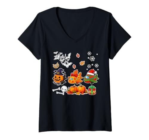 Damen Pilot Tools Halloween Thanksgiving Weihnachten Job Team T-Shirt mit V-Ausschnitt von Pilot Vacations Costume