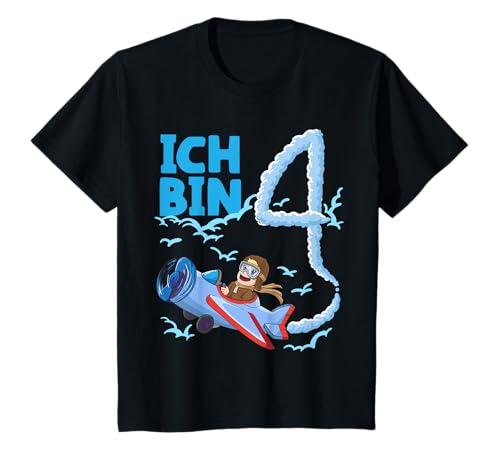 4. Geburtstag Pilot Flugzeug Jungen Geschenk T-Shirt von Piloten Kinder Geburtstagsoutfit
