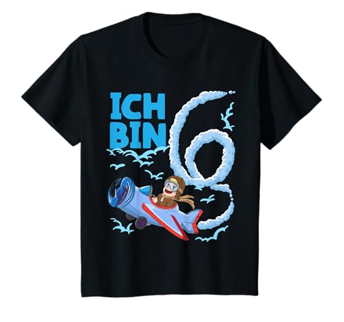 6. Geburtstag Pilot Flugzeug Jungen Geschenk T-Shirt von Piloten Kinder Geburtstagsoutfit