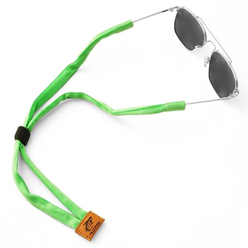 Pilotfish Brillenhalter aus Premium-Baumwolle für Sonnenbrillen – mehrere Designoptionen – weicher und langlebiger Sonnenbrillenhalter in Limettengrün von Pilotfish