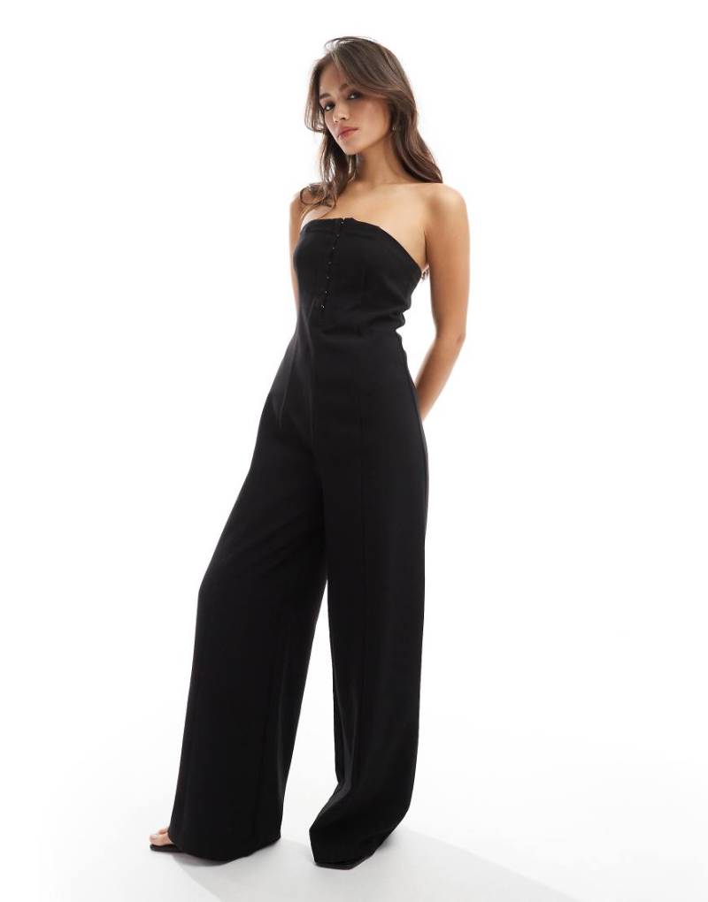 Pimkie - Eleganter, trägerloser Jumpsuit in Schwarz mit weitem Bein von Pimkie