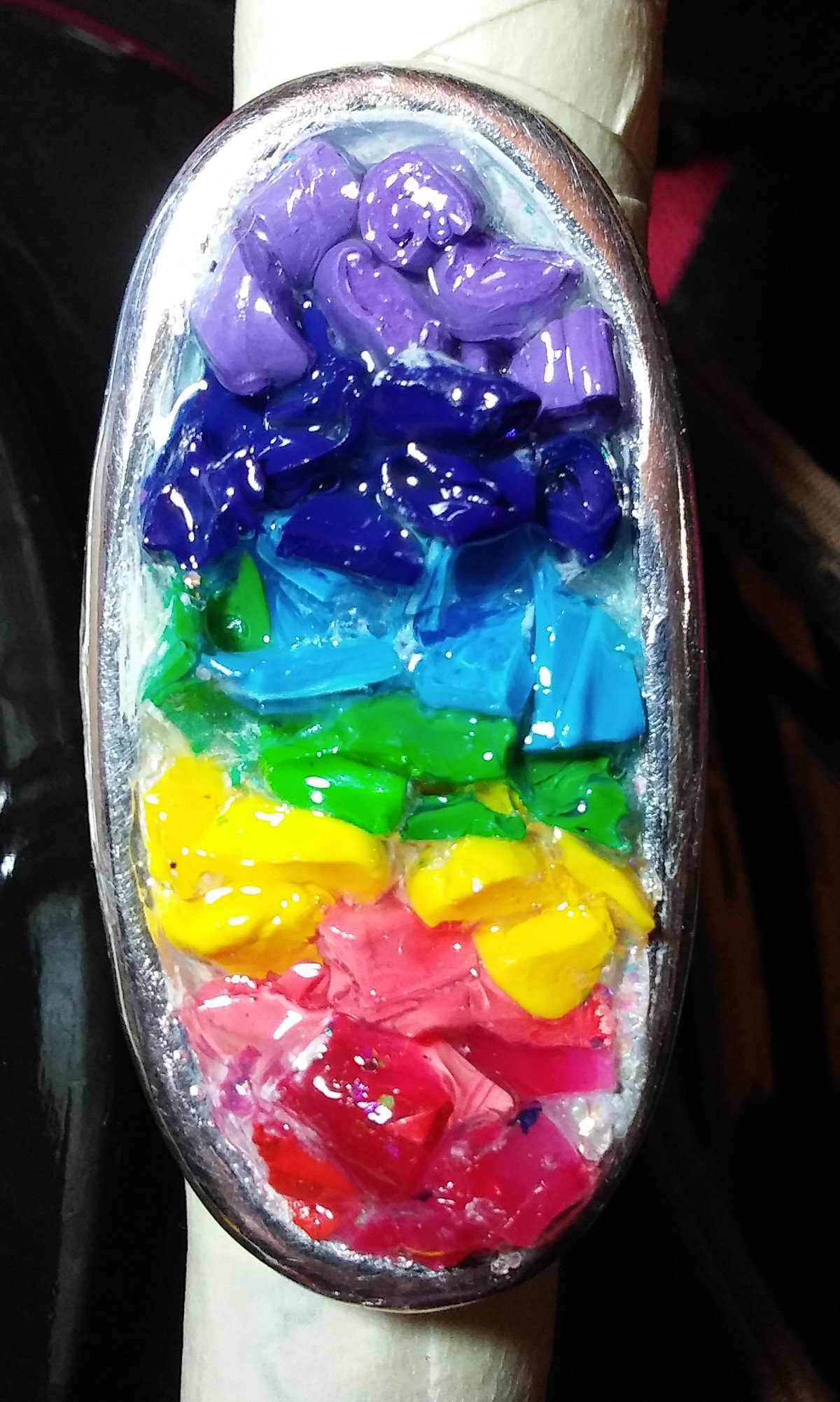 1. Acrylhaut Regenbogenring. Geschenk Für Sie. Moderner Ovaler Chakra-Schmuck. Silberfarben. Muttertagsgeschenk, Sie 1. Acrylhaut Regenbogenring. Geschenk Für Sie. Moderner Ovaler Chakra-Schmuck. Silberfarben. Muttertagsgeschenk, Sie von PimmCreations