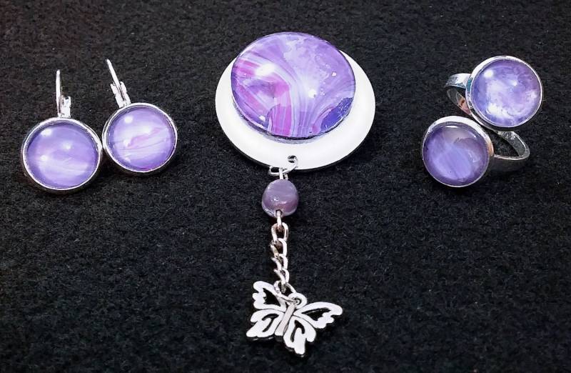 Ap. Lila Acryl Haut Brosche, Ohrringe Und Ring, Lila Schmetterling Charme, Brosche Mit Schmuck Set, Geschenk Für Mama Ap. Lila Acryl Haut Brosche, Ohrringe Und Ring, Lila Schmetterling Charme, Brosche Mit Schmuck Set, Geschenk Für Mama von PimmCreations