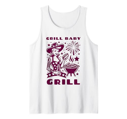 Grill Baby Grill 4. Juli Retro Pin Up USA Tank Top von Pin Up Paradise - Vintage USA