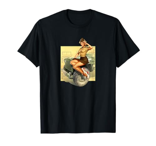 Pin-up-Girls Willys MB WW2 Poster Vintage T-Shirt von Pin-up Girls WW2 Vintage Military Apparel Co.