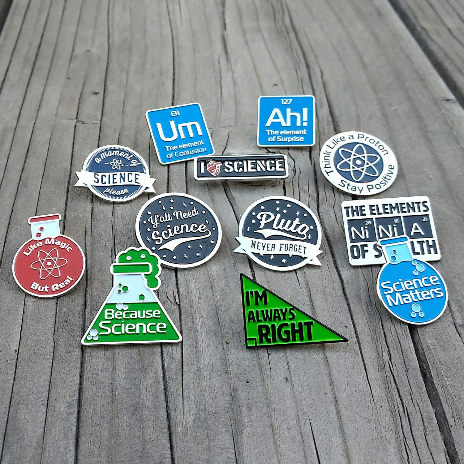Emaille Pin Set - Wissenschaft Pins 12 Anstecknadeln Anstecknadel Nerd Coole Lustige von PinAlchemy