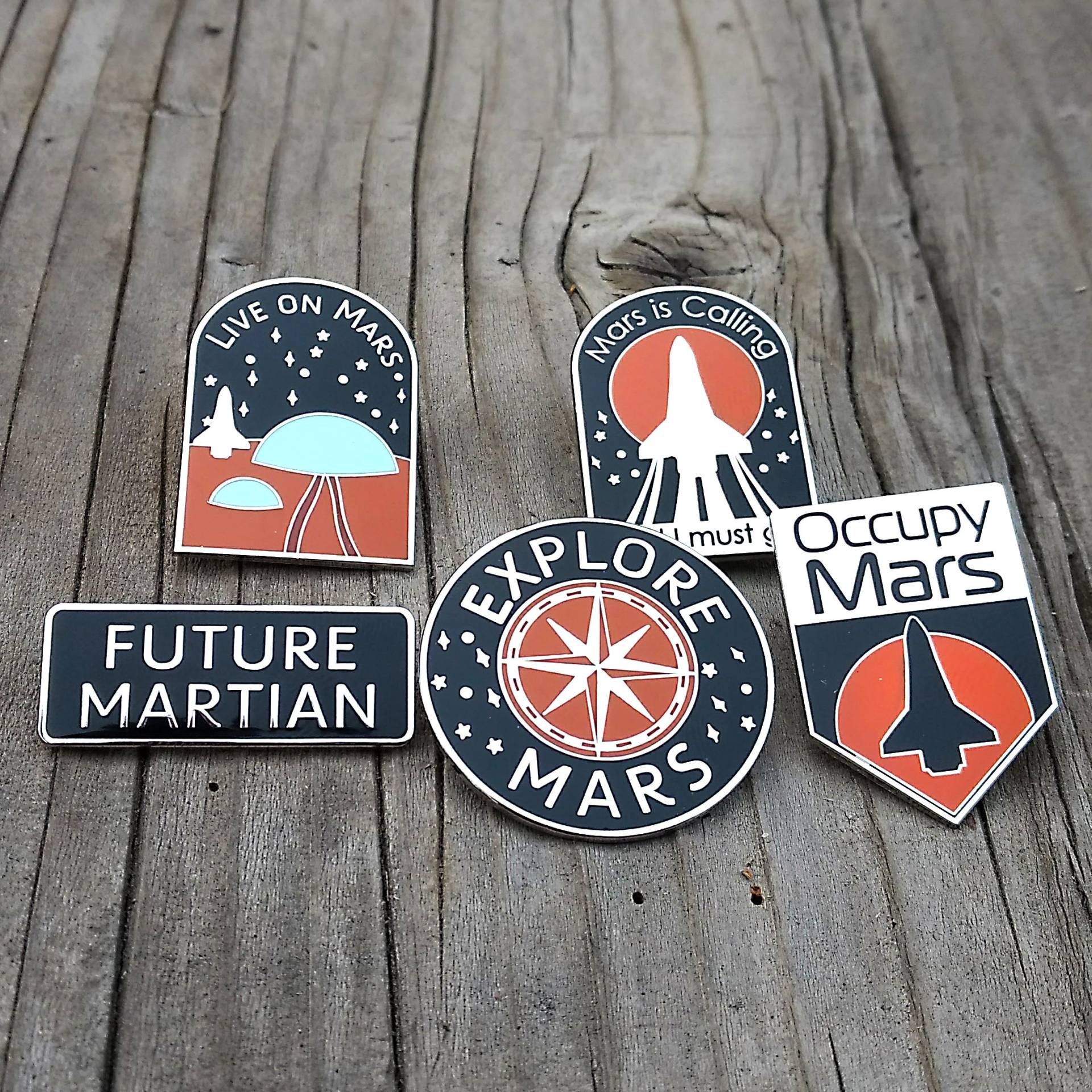 Mars Emaille Pin Set 5 Anstecknadeln Pins - Anstecknadel Sammlung Hutnadel Hutnadeln Weltraum Wissenschaftspins von PinAlchemy