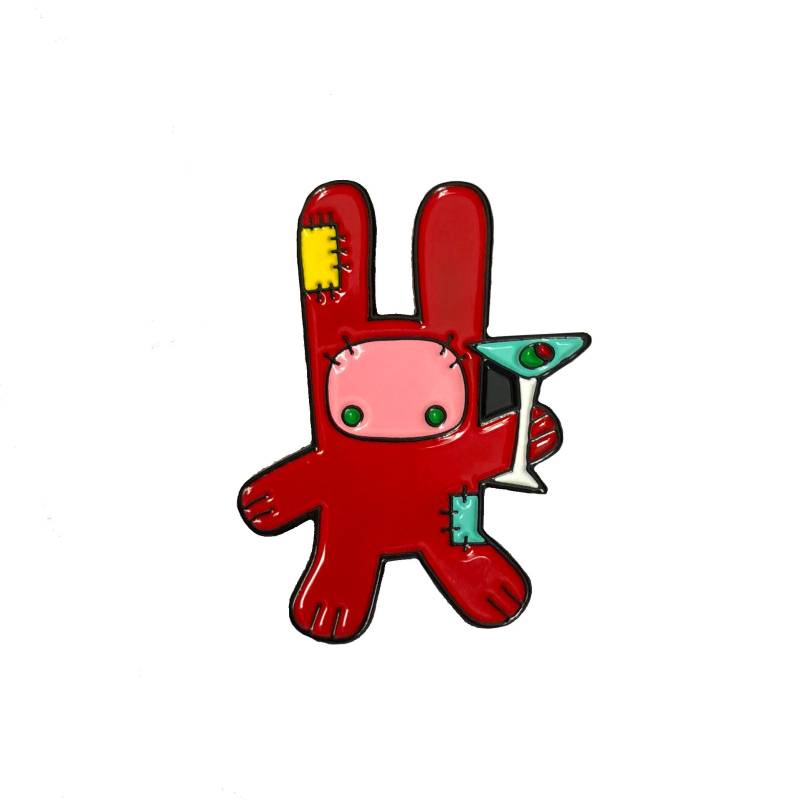 Rot Martini Bunny Emaille Pin | Party Tier Anstecknadel Mid Century Modern Hutnadel Mcm Retro/Vintage von PinBotShop