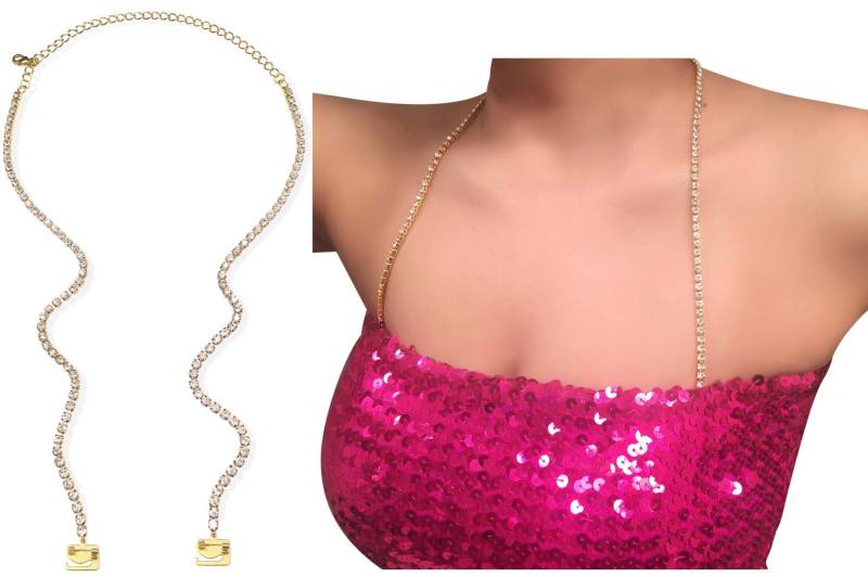 No-Sew, No-Slip, Abnehmbarer, Luxuriöser Hochzeits-Strasskristalle, Kleid, Neckholder - Gold, Ultimative Unterstützung | Von Pin Straps von PinStraps