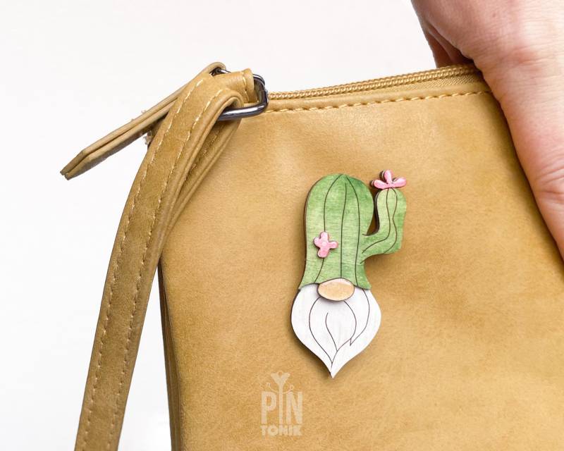 Gartenzwerg Anstecknadel Kaktus Feigenkaktus von PinTonik