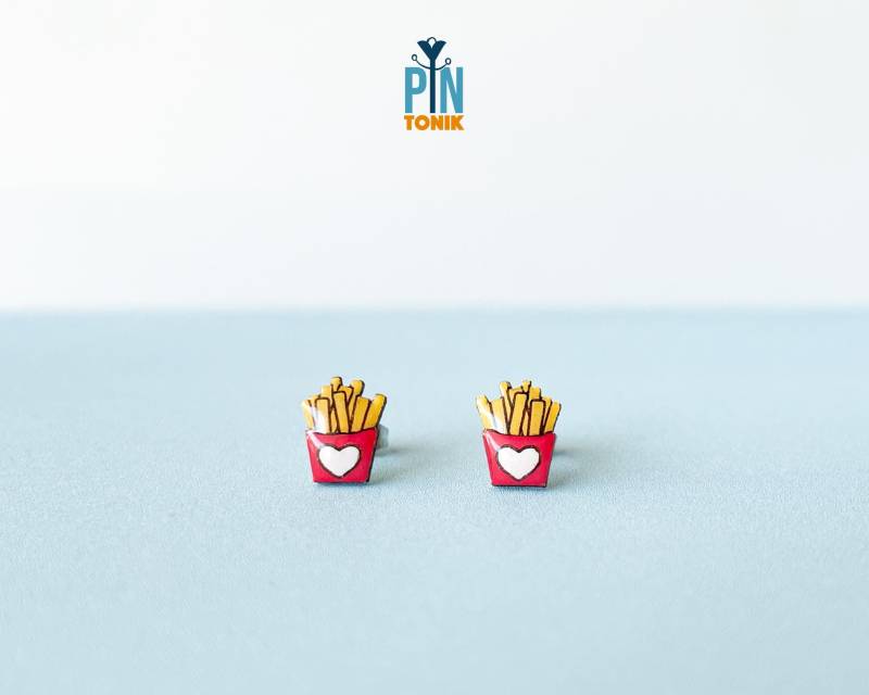 Pommes Ohrringe - Fun Foodie Geschenk Chips Essen Schmuck Snack Ohrstecker von PinTonik