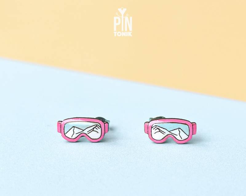 Ski Goggle Ohrringe - Fun Apres Ohrstecker Snowboard Geschenke von PinTonik