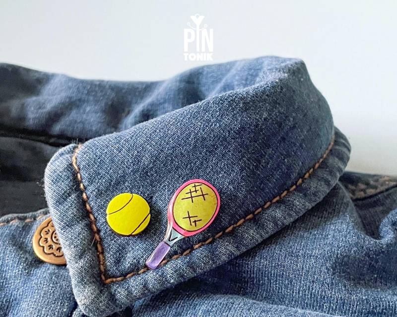 Tennis Anstecknadeln - Neon Schläger & Ball Pin Set von PinTonik