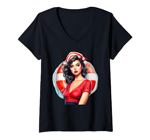 PinUp Girl Sailor Graphic Herren Damen T-Shirt mit V-Ausschnitt PinUp Girl Sailor Graphic Herren Damen T-Shirt mit V-Ausschnitt von PinUp Girl Sailor Graphic Design Co.