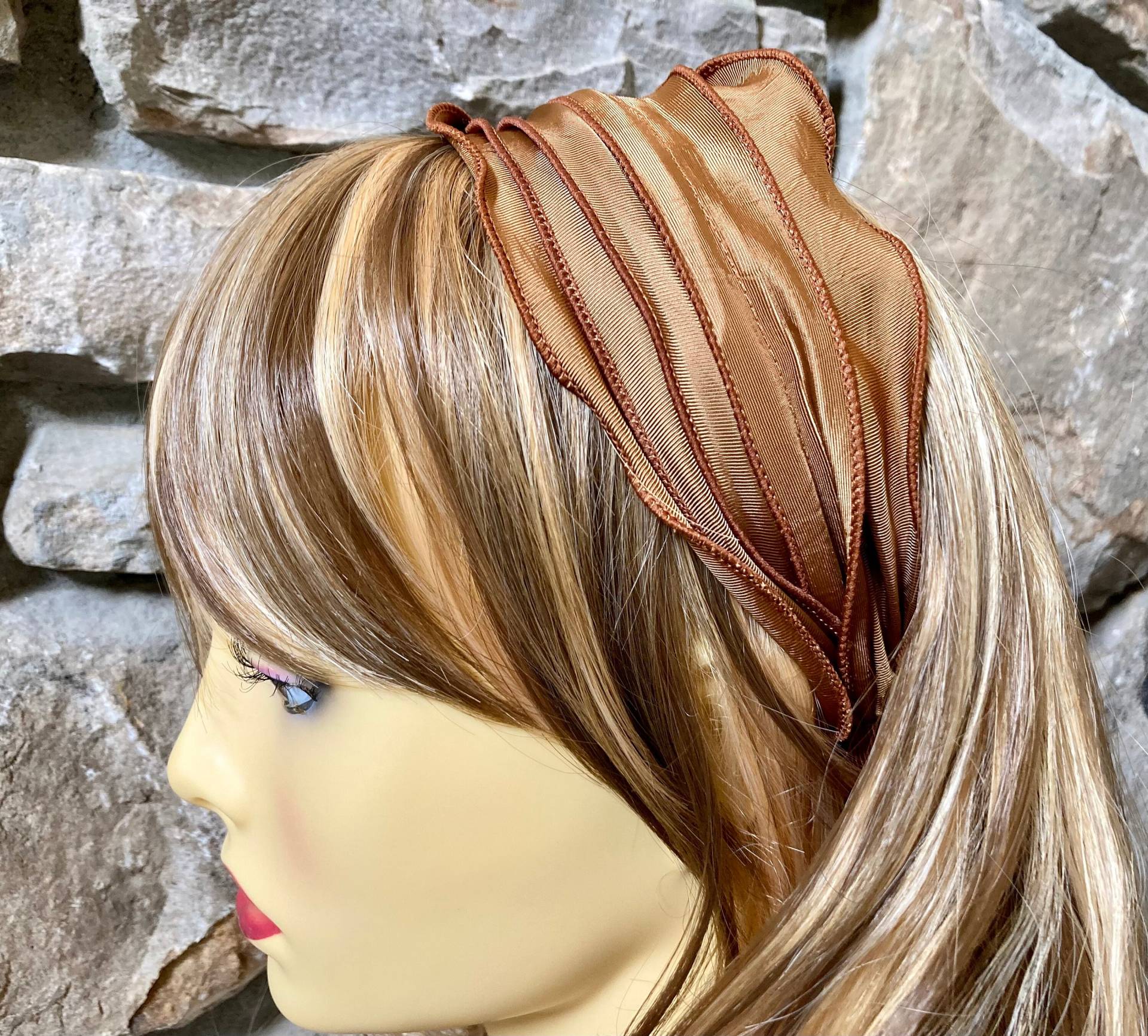 Bronze Rüschen Stirnband, Breites Damen Braunes Hohle Stirnbänder, Haartrends, Haarbänder von PinUpGirlHair