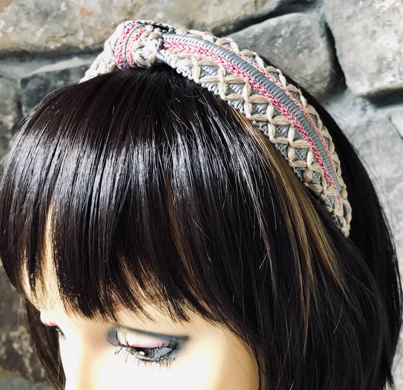 Graues Stirnband, Besticktes Stirnbänder Für Frauen, Bestickte Stirnbänder, Top Knoten Twist Textilstoff Graues Stirnband, Besticktes Stirnbänder Für Frauen, Bestickte Stirnbänder, Top Knoten Twist Textilstoff von PinUpGirlHair