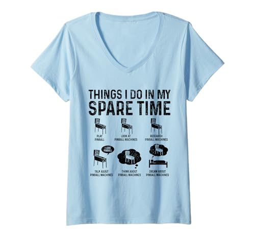 Damen Flipper-Arcade-Spiel Lustiger Flipper im Retro-Look T-Shirt mit V-Ausschnitt Damen Flipper-Arcade-Spiel Lustiger Flipper im Retro-Look T-Shirt mit V-Ausschnitt von Pinball Apparel & Gifts