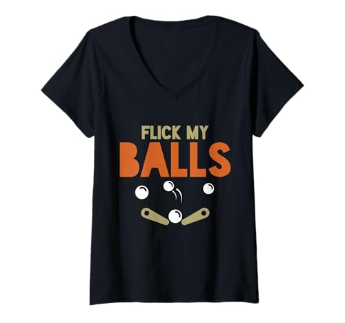 Damen Flipper-Arcade-Spiel Lustiger Flipper im Retro-Look T-Shirt mit V-Ausschnitt von Pinball Apparel & Gifts