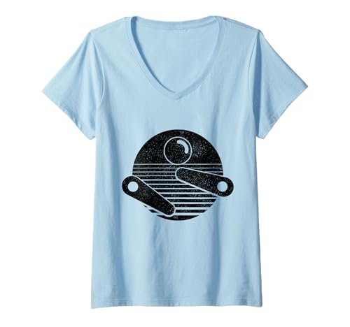 Damen Pinball Arcade Spiel Retro Vintage Pinball T-Shirt mit V-Ausschnitt von Pinball Apparel & Gifts