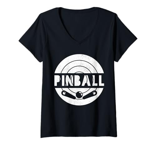 Damen Pinball Arcade Spiel Retro Vintage Pinball T-Shirt mit V-Ausschnitt Damen Pinball Arcade Spiel Retro Vintage Pinball T-Shirt mit V-Ausschnitt von Pinball Apparel & Gifts