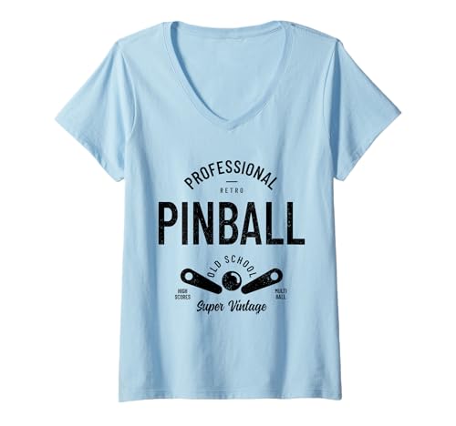 Damen Pinball Arcade Spiel Retro Vintage Pinball T-Shirt mit V-Ausschnitt Damen Pinball Arcade Spiel Retro Vintage Pinball T-Shirt mit V-Ausschnitt von Pinball Apparel & Gifts