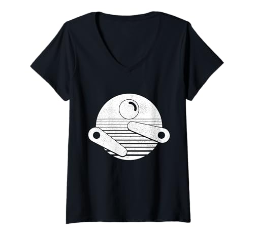 Damen Pinball Arcade Spiel Retro Vintage Pinball T-Shirt mit V-Ausschnitt von Pinball Apparel & Gifts