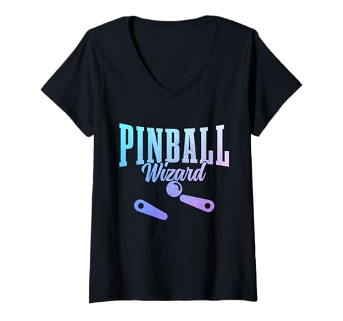 Damen Pinball Wizard Arcade-Spiel im Retro-Look T-Shirt mit V-Ausschnitt Damen Pinball Wizard Arcade-Spiel im Retro-Look T-Shirt mit V-Ausschnitt von Pinball Apparel & Gifts
