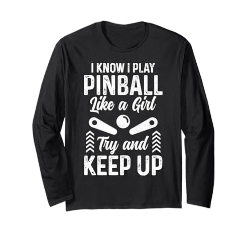 Pinball Girl Arcade Spiel Retro Vintage Pinball Langarmshirt von Pinball Apparel & Gifts