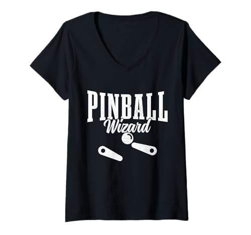 Damen Pinball Wizard Arcade-Spiel Lustiger Flipper im Retro-Look T-Shirt mit V-Ausschnitt Damen Pinball Wizard Arcade-Spiel Lustiger Flipper im Retro-Look T-Shirt mit V-Ausschnitt von Pinball Wizard Apparel & Gifts