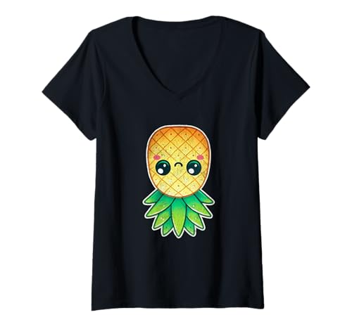 Damen Upside Down Ananas Cute Kawaii Summer Fruit Cruise T-Shirt mit V-Ausschnitt von Pineapple Cruise Designs IYKYK