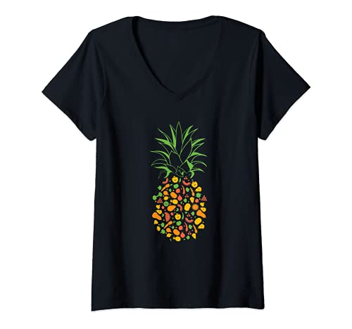 Damen Ananas aus Obst Gemüse Lebensmittel Getränke T-Shirt mit V-Ausschnitt Damen Ananas aus Obst Gemüse Lebensmittel Getränke T-Shirt mit V-Ausschnitt von Pineapple Fruit Vegetable Food Drinks