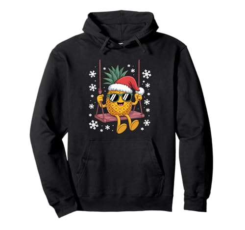 Swinging Ananas Cartoon Santa Hat Christmas Kids Women Pullover Hoodie von Pineapple Swinger Sunglasses Xmas Fruits