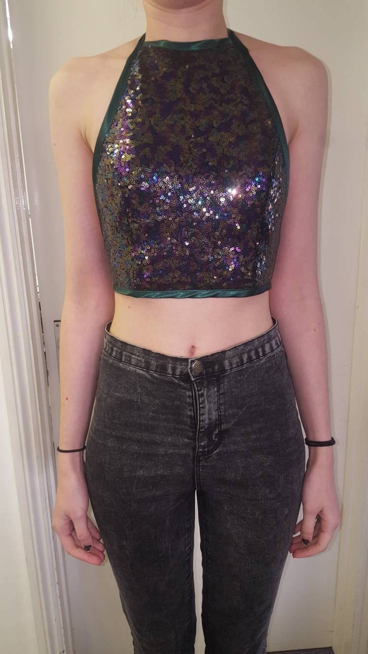 Pailletten-Multi-Farbigen Crop-Top von PineappleParadiseGB